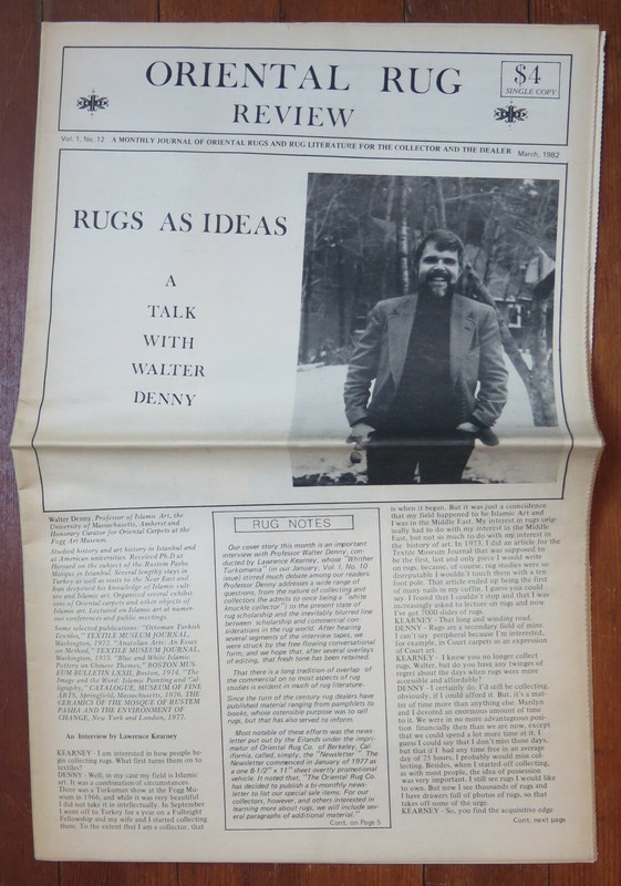 Oriental Rug Review (newspaper format) vol 1, no 12, March 1982, new