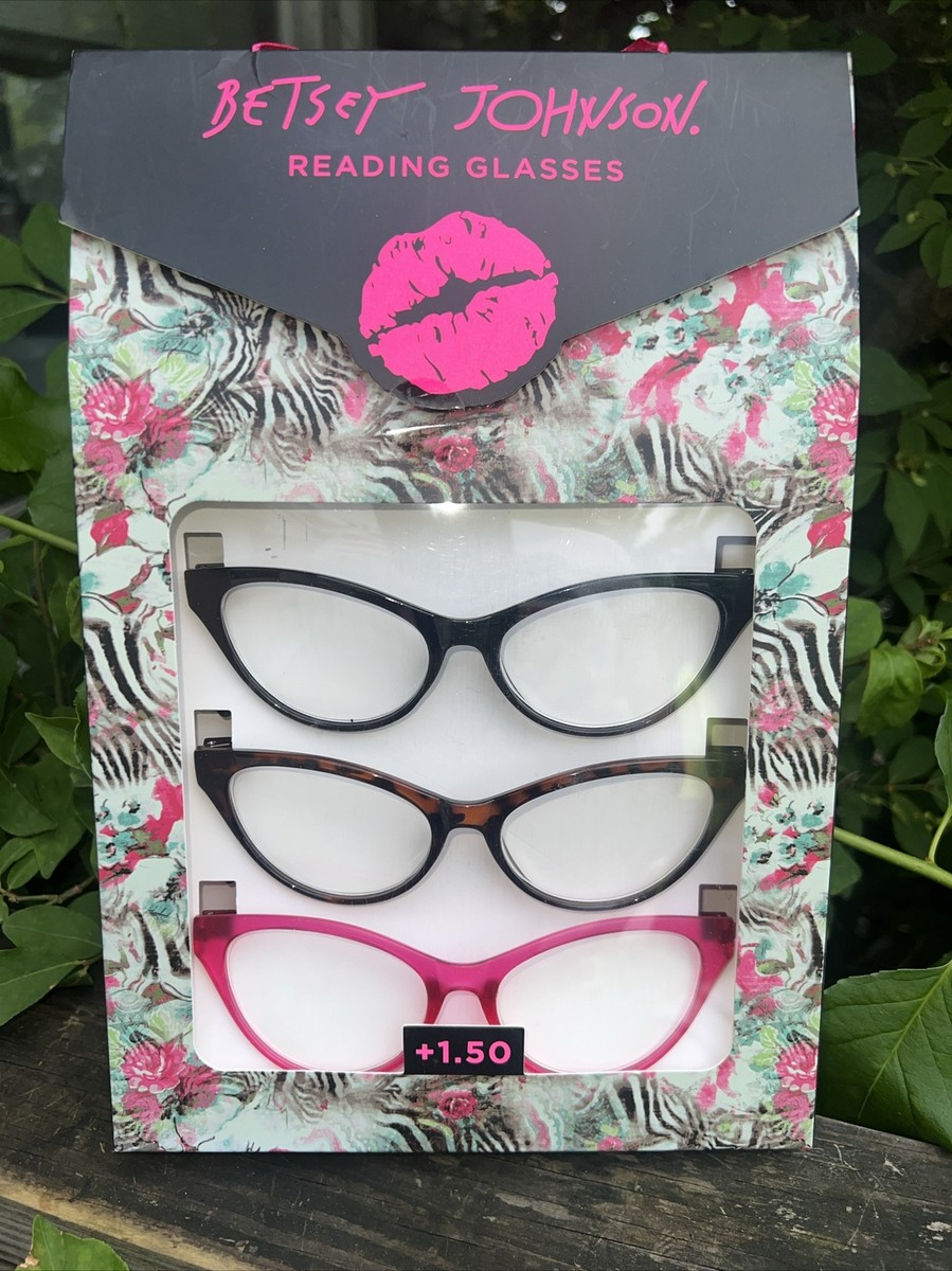 BETSEY JOHNSON 3 PACK PREMIUM READING GLASSES READERS ❤️+  display picture 2