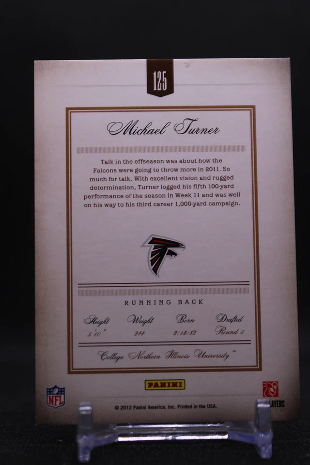 Michael Turner #43 2012 Panini Prime Signatures Prime Proof RED Falcons SN/99 - Image 2 of 2