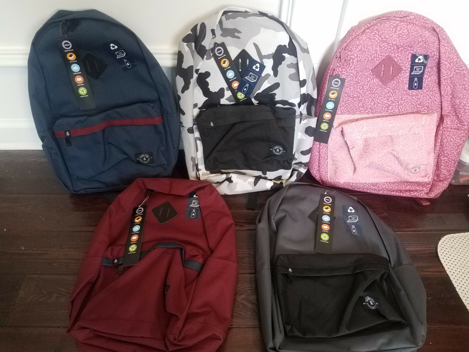 PARKLAND 18" BACKPACK SKYLINE 15" LAPTOP SLEEVE WATER BOTTLE POCKET RC 1864!