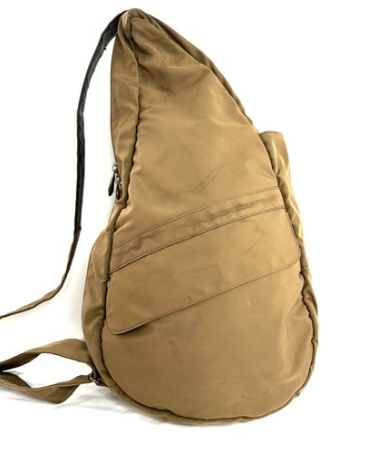AmeriBag Brown Nylon Medium Sling Bag Backpack Flap Key Chain Travel Purse 2