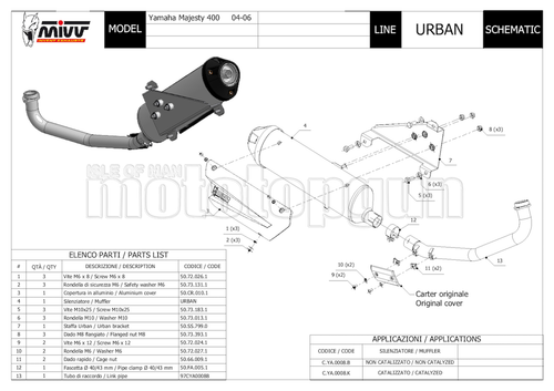 MIVV TUBO DE ESCAPE COMPLETO HOMKAT URBAN YAMAHA MAJESTY 400 2006 06 - 第 4/4 張圖片