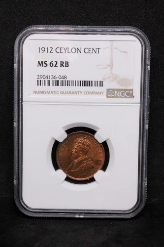 1 cent 1912, Ceylon George V. KM-107. UNC NGC MS62 RB
