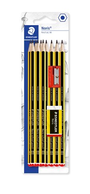 Staedtler 121 Noris School Pencils with Mini Eraser + Sharpener - Pack of 12