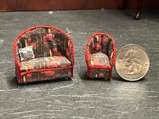 Dollhouse Miniature Sofa Chair Red A 1:48 Quarter Scale B529 Dollys Gallery