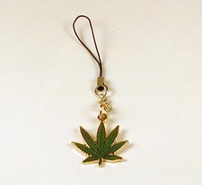 Marijuana / Cannabis Leaf Charm w/ Zipper Pull NICE Free U.S. Shipping