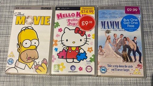 PSP Movie Film Game Bundle X 3 - Mama Mia, Hello Kitty, Simpsons UMD