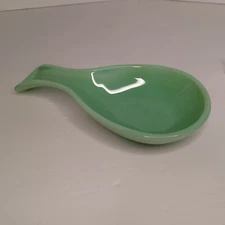 TPC Jadeite spoon rest Green Glass RETRO