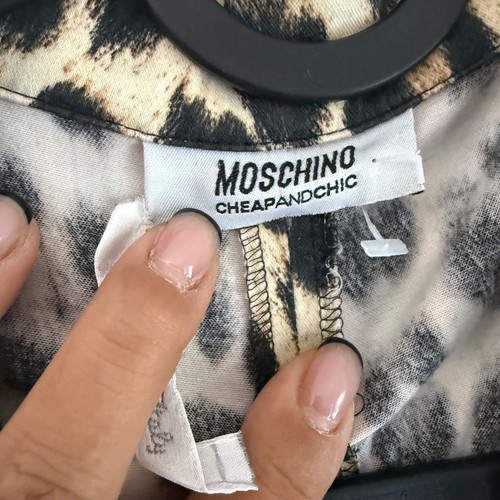 Moschino Cheetah Print Collared Shirt Midi Dress Retro Mob Wife Womens Large - Picture 4 of 8