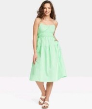 NEW NWT Green Sz XS Adjustable Straps Sun Dress Side Pockets UNIVERSAL THREAD