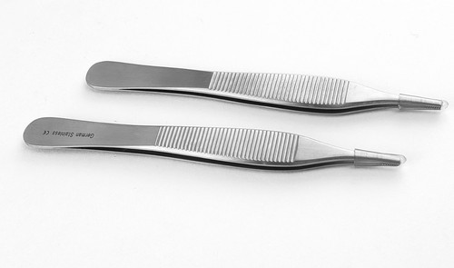 2 Adson Brown 9x9 Teeth Dressing Forceps Straight 5" German Stainless Steel - Picture 3 of 6