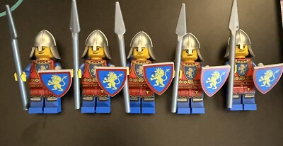 Lego Medieval Castle Lion Knights Minifigure Lot Of 5 Swordsman with Shield