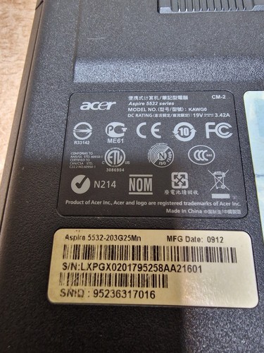 Acer Aspire 5532 Laptop Untested For Parts Read Description - Picture 16 of 16