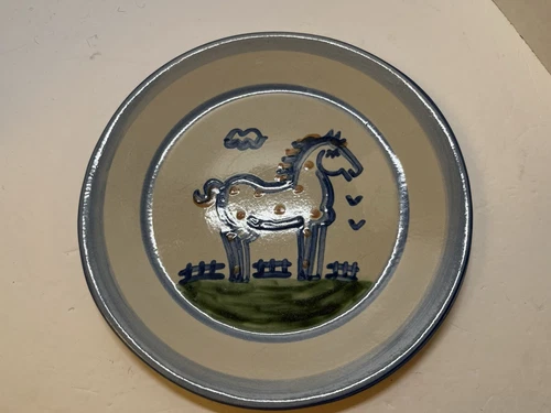 M.A. Hadley Dinner Plate Horse Hand Painted Signed Art Pottery 11” VTG