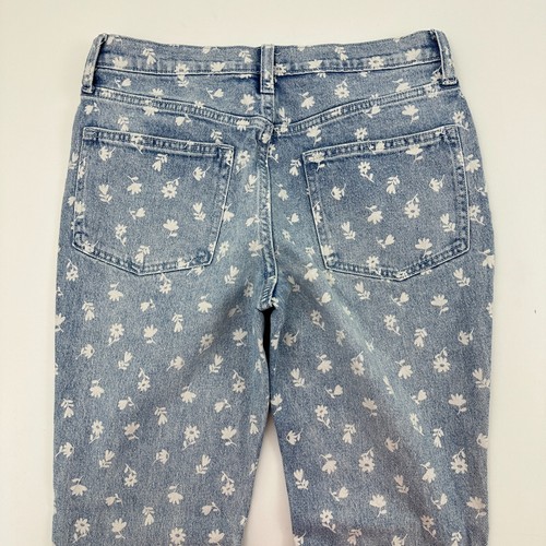 Old Navy High Rise Flare Adjustable Waist Girls Size 18 Flowers Blue Denim Jeans - Picture 6 of 6
