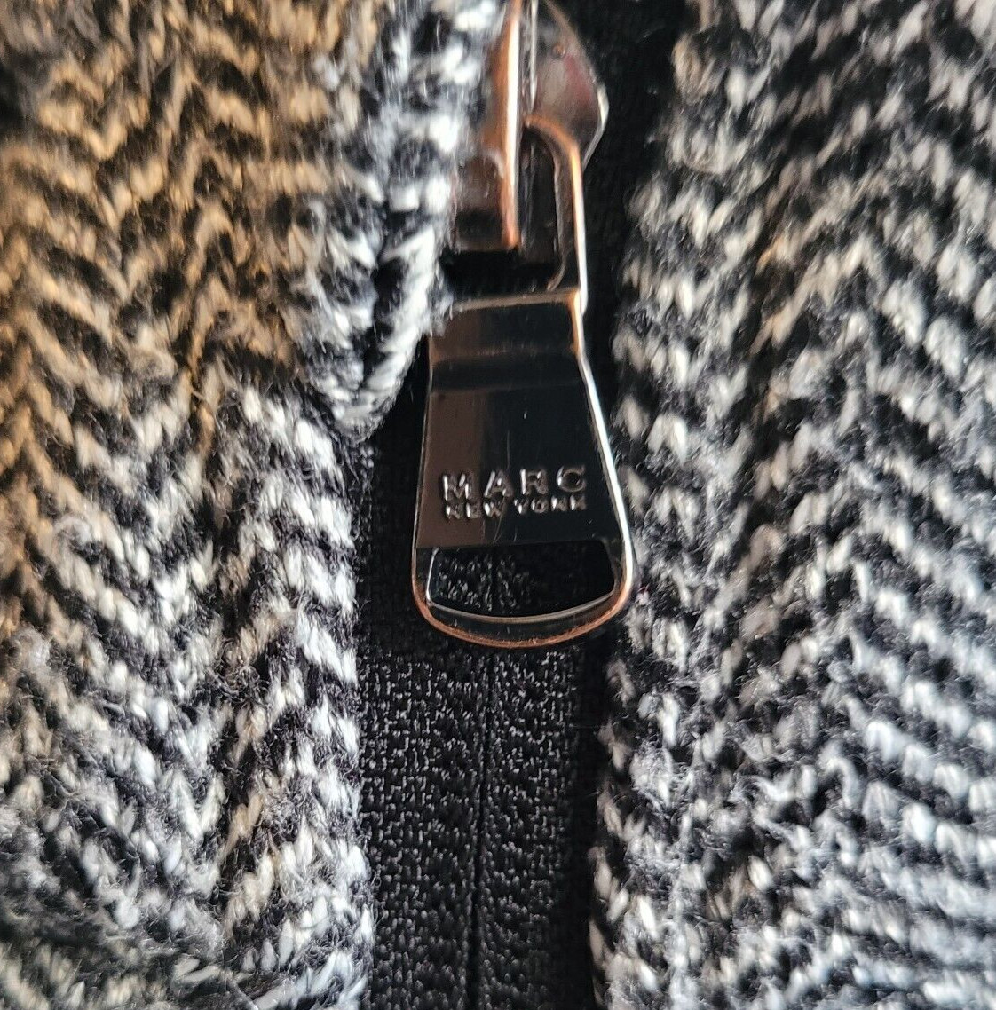 Sweater Jacket Herringbone & Solid Black Panels F… - image 4