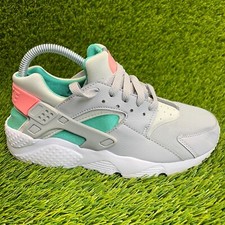 Nike Air Huarache Run Boys Size 6Y Gray Green Walking Running Shoes Sneakers