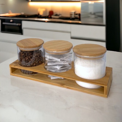 Stylish Canister Set Coffee Tea Sugar Kitchen Jar Storage - Picture 3 of 6