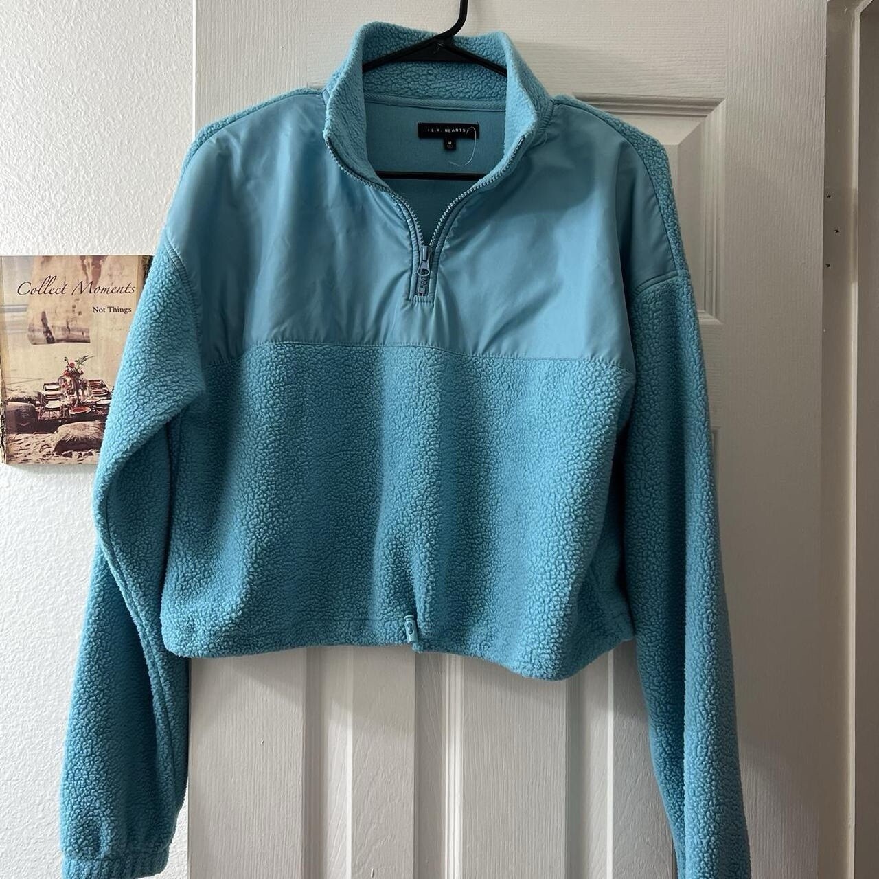 Light Blue Solid Basic Fleece Pullover Slightly C… - image 1