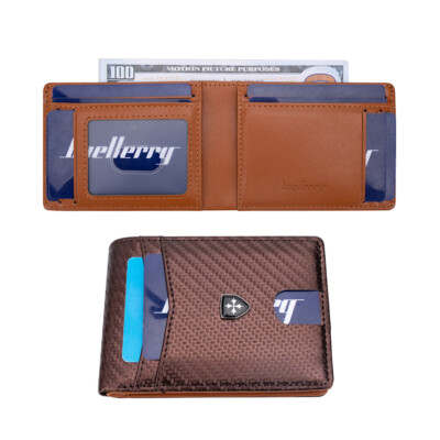 Men Wallet Slim Minimalist Leather Card Holder RFID Blocking Bifold Front Pocket