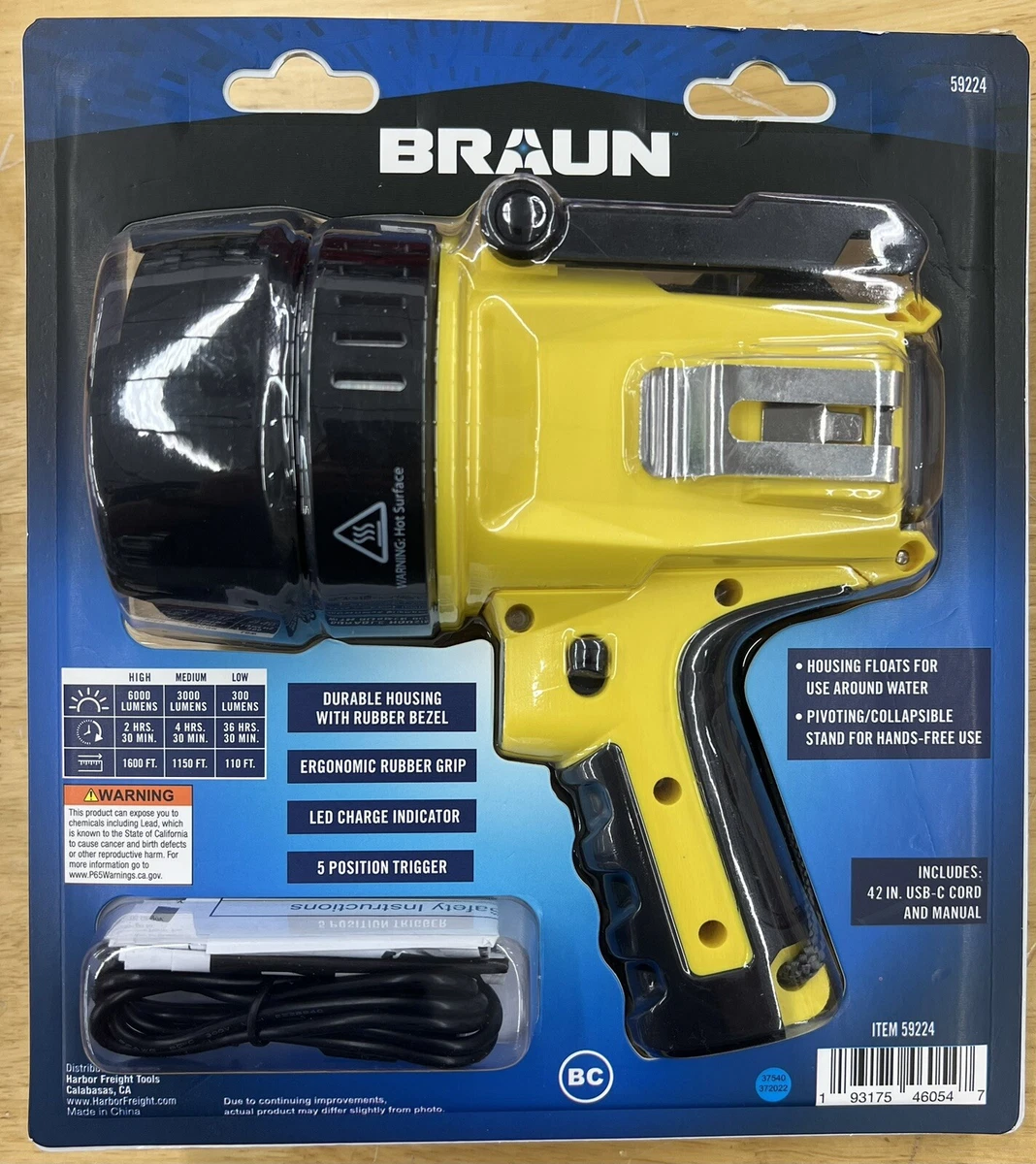 Braun waterproof rechargeable led cheap spotlight
