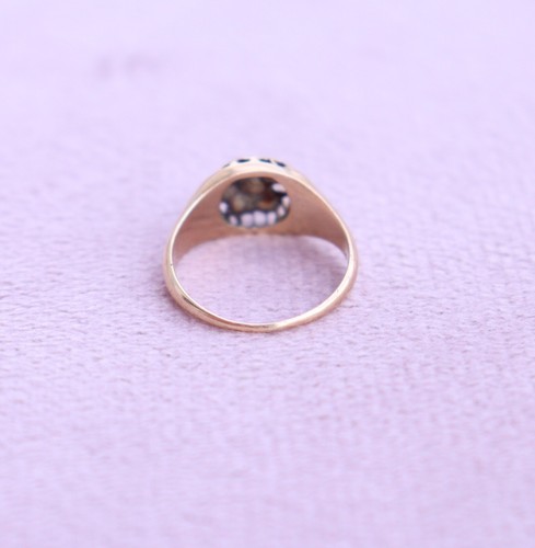 Antique Georgian Diamond Ring 14k Yellow Gold Rose Cut Diamonds 1800-1880 - Picture 6 of 10