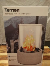Indoor/Outdoor Tabletop Fire Pit with Glass TERRAEN  *NEW* Portable Heater 