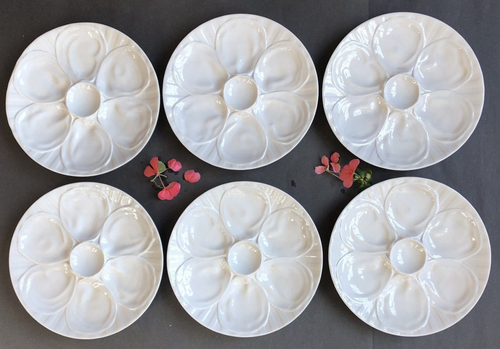 Set of 6~GREAT ART DECO 7 WELL OYSTER PLATES 7 WELL OYSTER PLATES WOW! - Foto 1 di 6