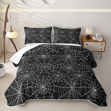 Spider Web Halloween Themed Quilt Set Queen Size for Kids