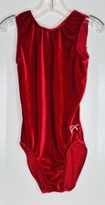 GK Elite CL Child Large L Solid Red Velvet Velour Gymnastics Leotard
