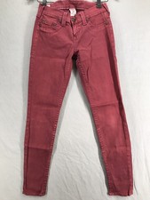 TRUE RELIGION Casey Jeans Women 27x29 Red Skinny Low Rise USA Made