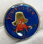 1987 Looney Tunes Yosemite Sam 1 oz .999 Silver Round Castronomics Hand Enamel