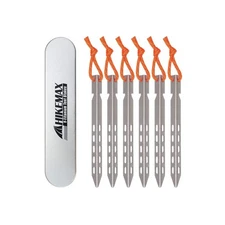 Ultralight Titanium Tent Stakes 6 Pack - V-Shaped Tent Pegs with Reflective P...