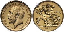 George V 1911 proof Half-Sovereign, PF65*, ex Warth