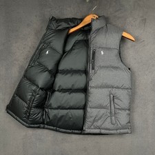 Polo Ralph Lauren Reversible Down Puffer Vest Kids Medium 10-12 Gray Black