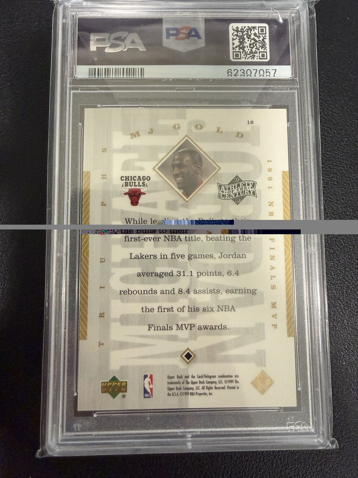 1999 UPPER DECK MJ ATHLETE OF THE CENTURY 18 MICHAEL JORDAN GOLD AUTO /50 view 2