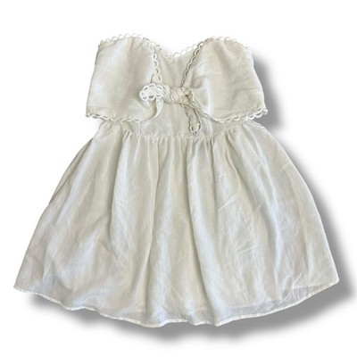 DO+BE White Strapless Sweetheart Mini Dress Medium NWT Tie Front Scallop Trim