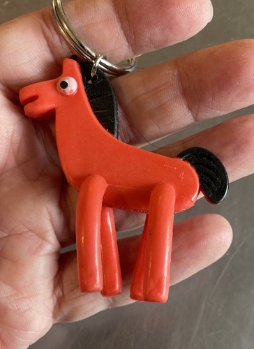 2 Qty. Vintage Gumby Pokey 2"Rubber Figure Keychain Orange Horse - Picture 4 of 5