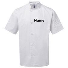 Chefs Jacket Personalised Printed Short Sleeve Chef Top. Personalised with name