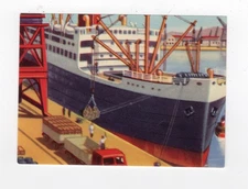 Granose Shipping card. Cargo ship unloading at Marseilles France