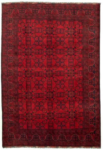 Traditional Hand-Knotted Geometric Area Rug 6'6" x 9'9" Oriental Wool Carpet