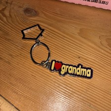 I Love Grandma, Black, White, And Red Metal Keychain, Keyring