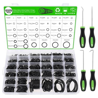 O-Ring Kit 32 Größen, Nitrilkautschuk Dichtungsringe, Hitzebeständig, 1225 St.