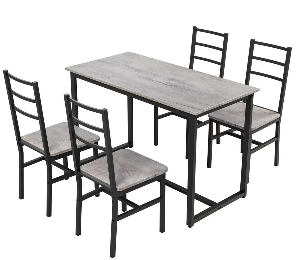 Dining Table Set for 4,Modern 5-Piece Wood Kitchen Table Chairs Set,Space-Saving - Image 2 of 4