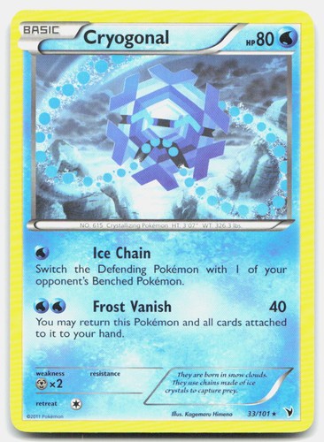 Noble Victories Cryogonal 33/101 Moderately Played Pokemon R Tcg Card