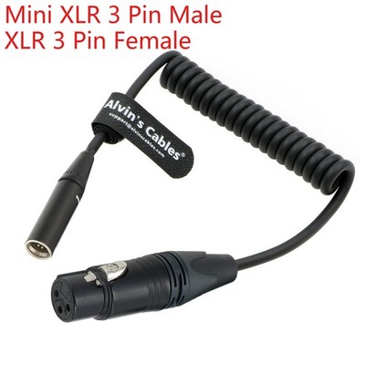 Mini XLR 3 Pin Male to XLR 3 Pin Female Coiled Audio Cable for BMPCC 4K/6K 