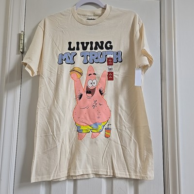 Spongebob Patrick Living My Truth Beige Graphic T-Shirt Medium Size NWT