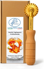 Rotella Singola Tagliapasta Festonata (A Stella) Ottone Ed Impugnatura Legno, Pr