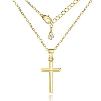 ENROSE 14K Gold Cross Necklace for Women Small Standard sizes,