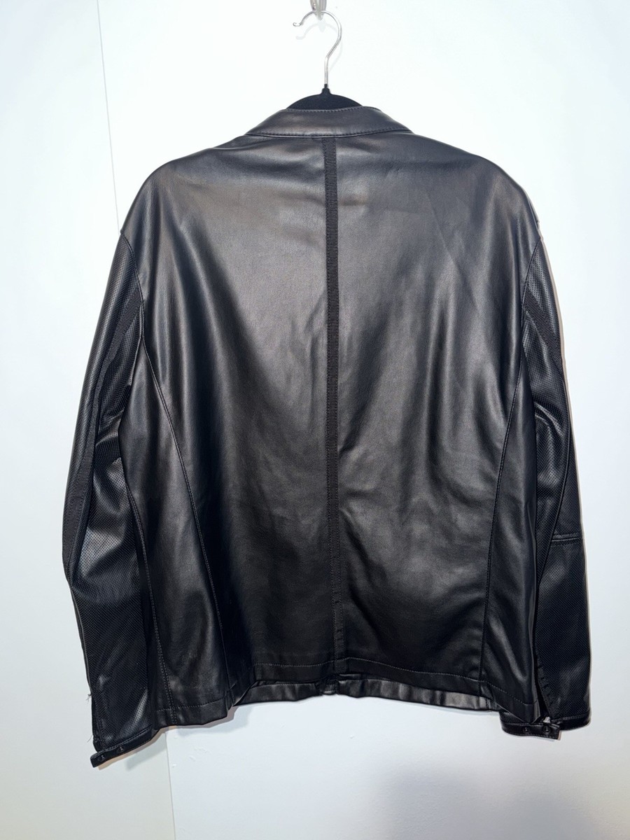ZARA MAN Leather Black Biker Jacket Zipped Pockets Size XL | eBay